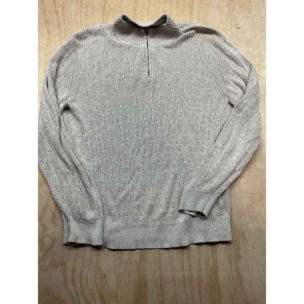Tommy Bahama 1/4 Zip Cable Net Tan‎ Cotton Sweater XL